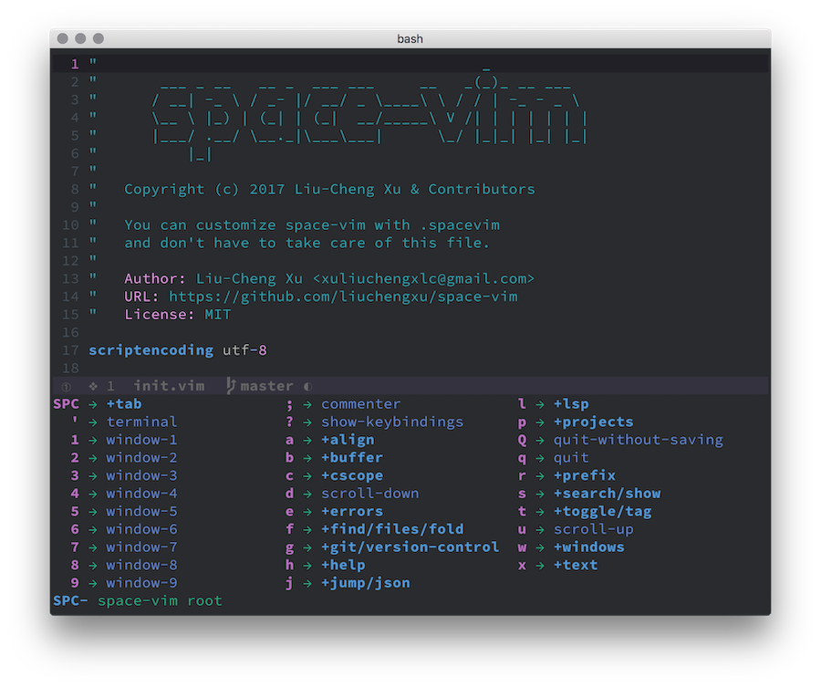 A screenshot of which-key in neovim.